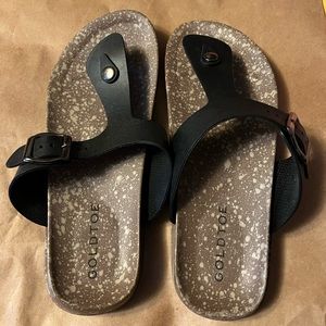 Gold Toe black thong sandals